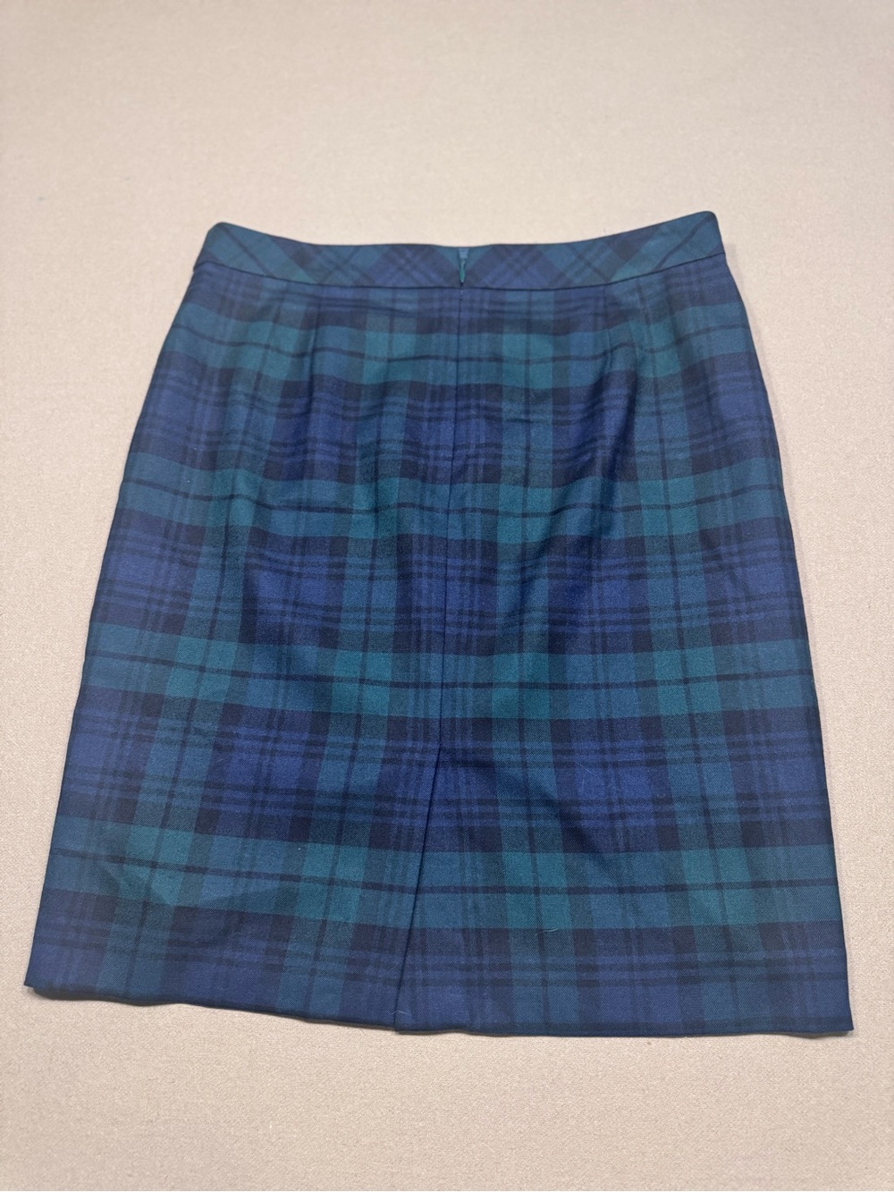 J. Crew Navy and Forest Green Tartan Pencil Skirt - Picture 2 of 7